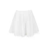 Lizakosht White Skirt Female High Waist Back Bandage Patchwork Lace Hem Mini Skirt for Women Fashion Style 2023 New